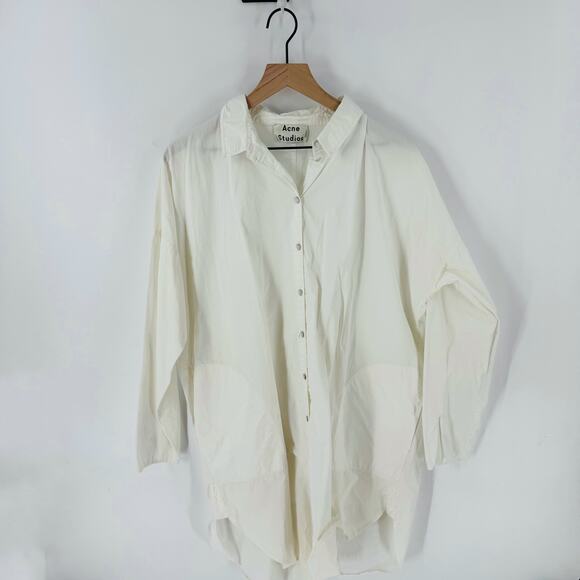 Acne Studios Lash Poplin Oversized Button Down Shirt White Size 38 - Picture 9 of 9